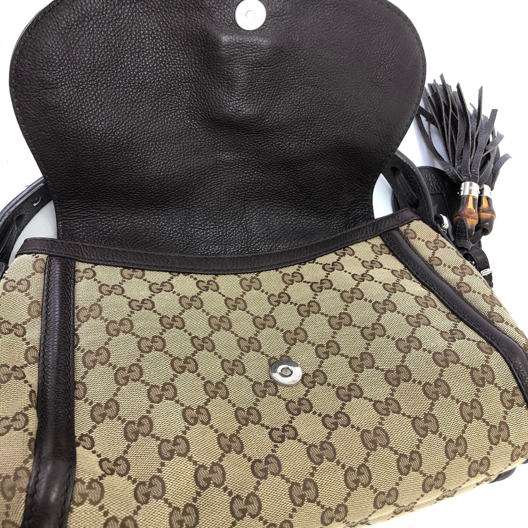 GUCCI グッチ GGキャンバス バンブータッセル フリンジ セミショルダー