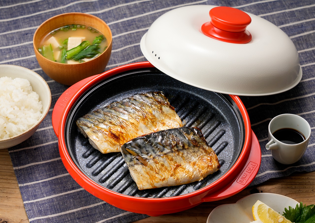 電子レンジ専用調理器具 レンジメートプロ（丸型・レッド）