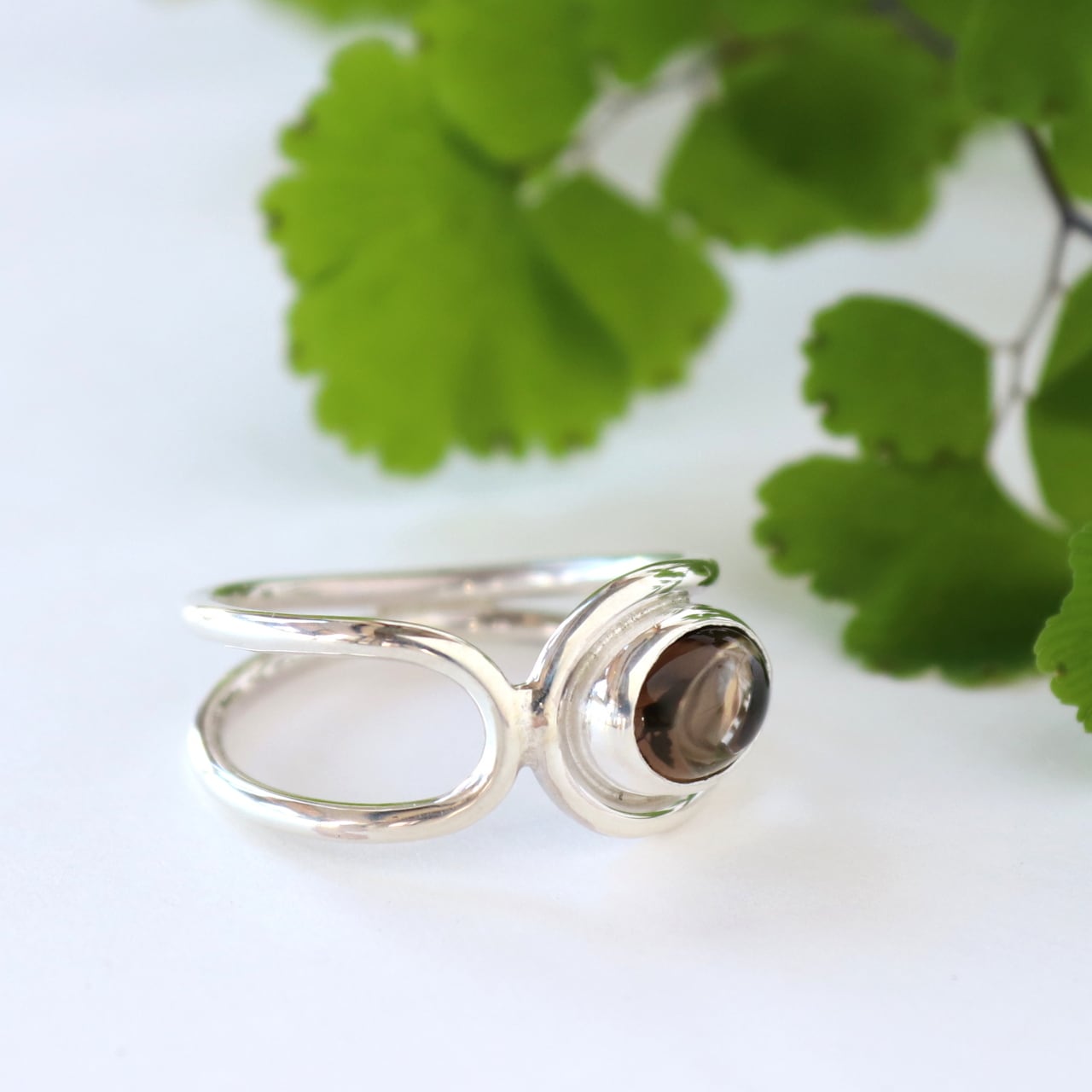 希少　ヴィンテージ　リング　アンティーク　アメリカ　クオーツ　スモーキー　925 英国イギリス1976年製ヴィンテージスモーキークォーツスターリング