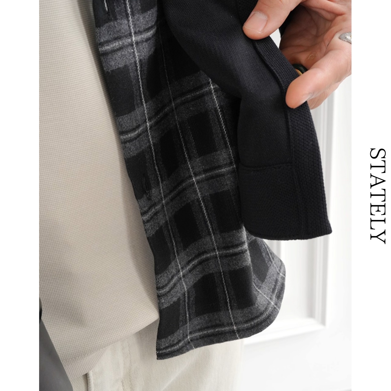 Layered Check カーディガン _T105・画像4