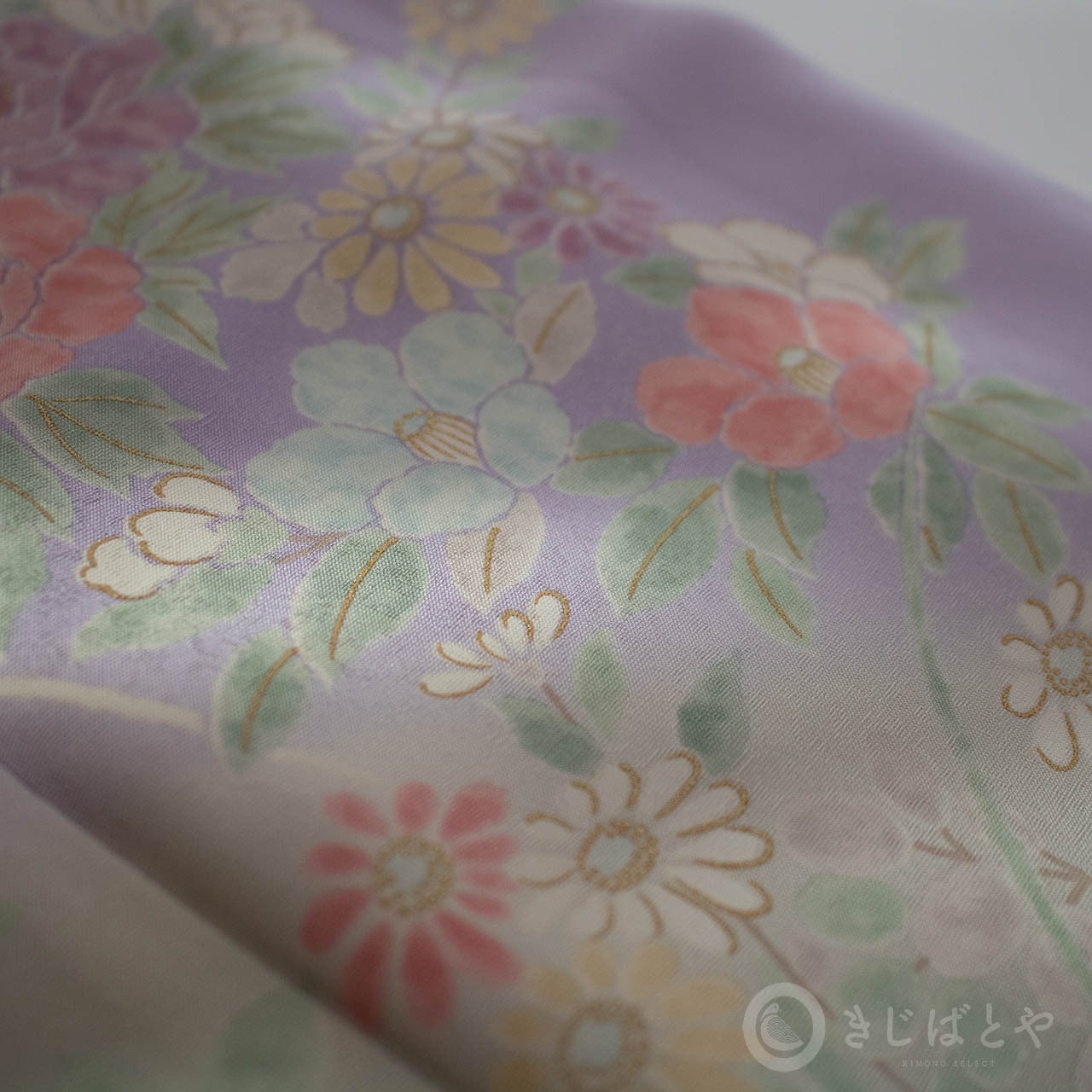 正絹 淡紫色に花の付け下げ 袷 | きじばとや