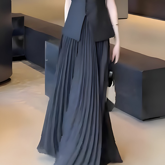 ドレープスリムAラインプリーツスカート 　BM1108