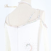 社交ダンス 衣装 スタンダードドレス ドレス スタンダード ワンピース 白 つきおか 無地 デモ 競技 ダンス パーティ 発表会 白 フロート レース ホワイト系 光沢 フリル Mサイズ 高級感 ステージ衣装 競技用 フォーマル