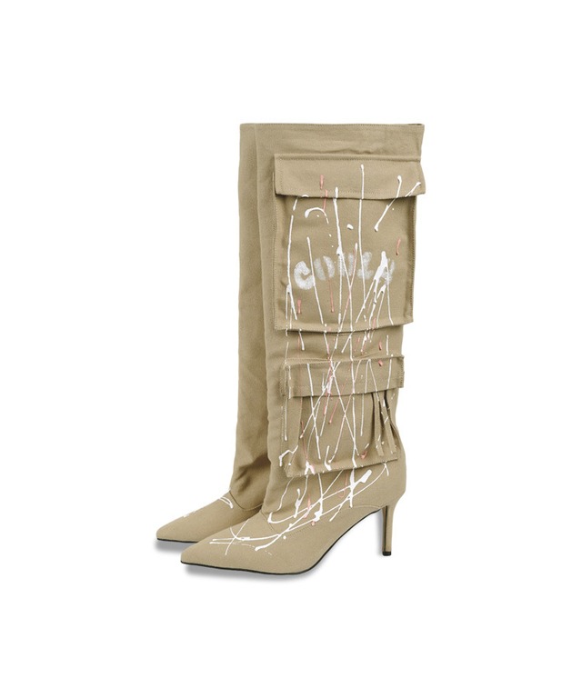 スキップペイントサイドポケットブーツ (BEIGE)　CQ-45518