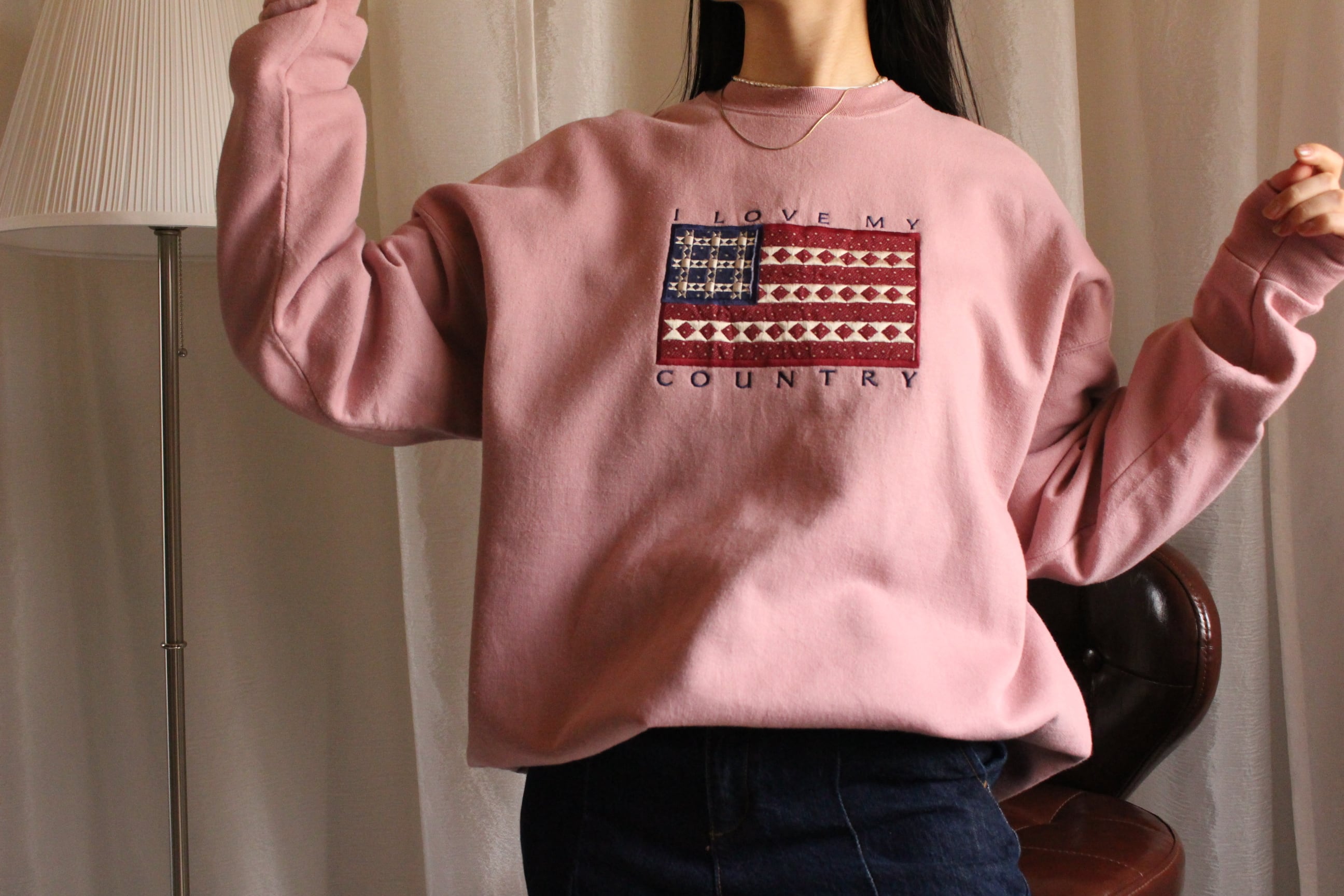 Flag トレーナー くすみピンク