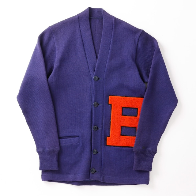 【極美品】50s vintage wool Knit cardigan sweater made in USA  /  50年代 ヴィンテージ アメリカ製 ウール ニット カーディガン セーター 実寸M程度 ナス紺 ほぼデッドストック