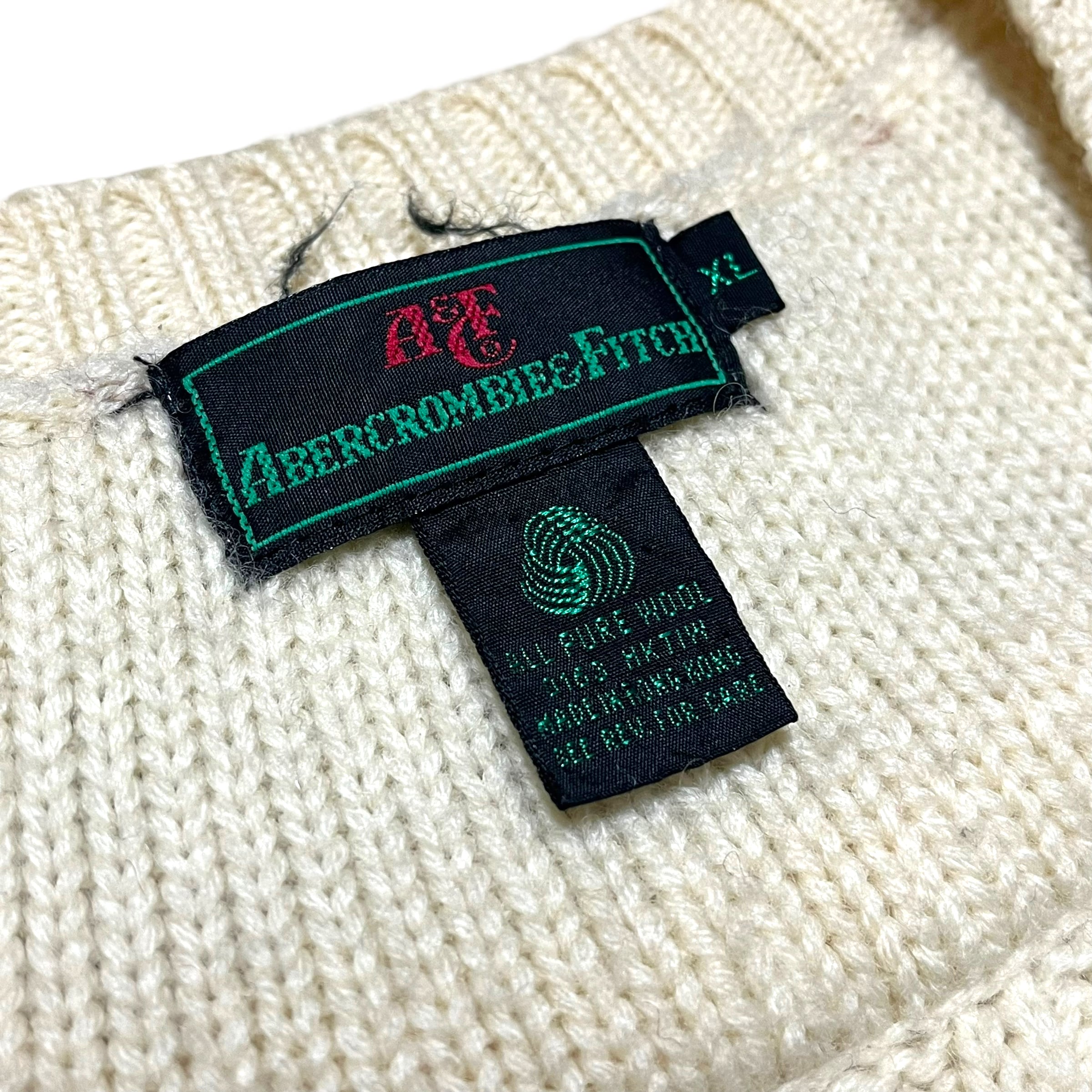 ABERCROMBIE&FITCH】1970's Vネックウールチルデンニットセーター