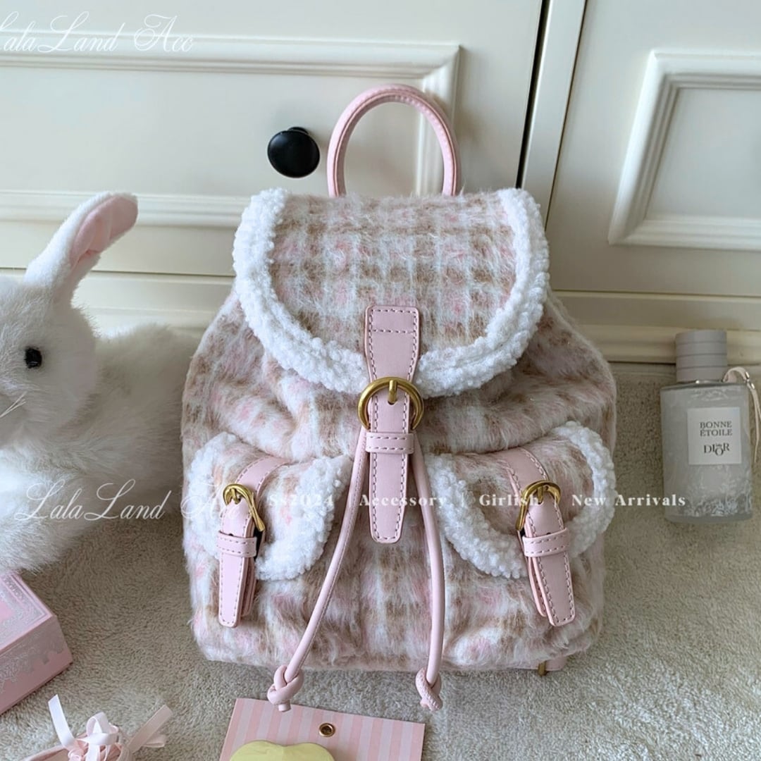 冬の夢語りピンクツイードリュック♥LA241