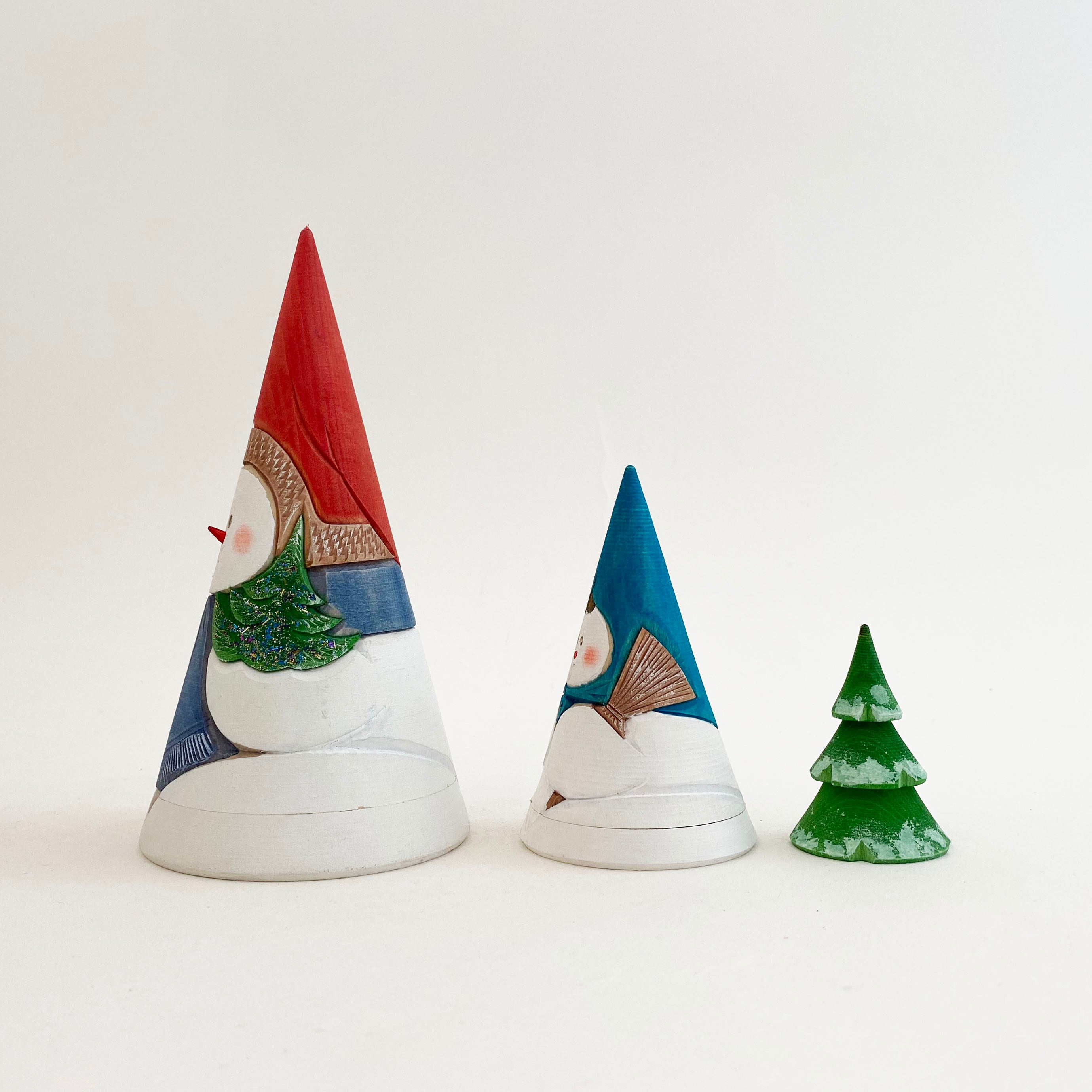 スノーマン木彫マトリョーシカ（コブロフ工房/3個組）