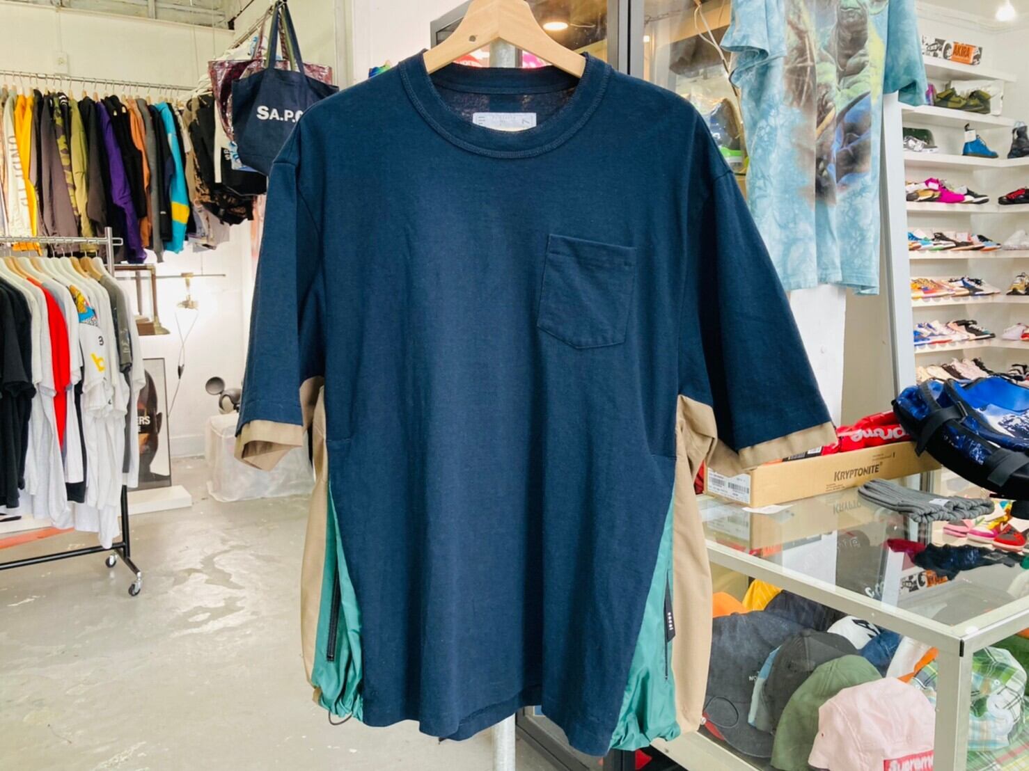 sacai 21SS COTTON T-SHIRT NAVY 2 21-0258M 120KI8932 | BRAND BUYERS 