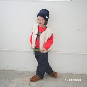 【Butter cup】ビッグベアスウェット 80〜110cm レッド 241020