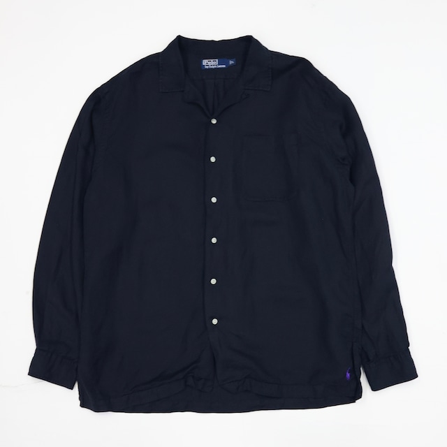 POLO RALPH LAUREN LINEN SILK OPEN COLLAR L/S SHIRT
