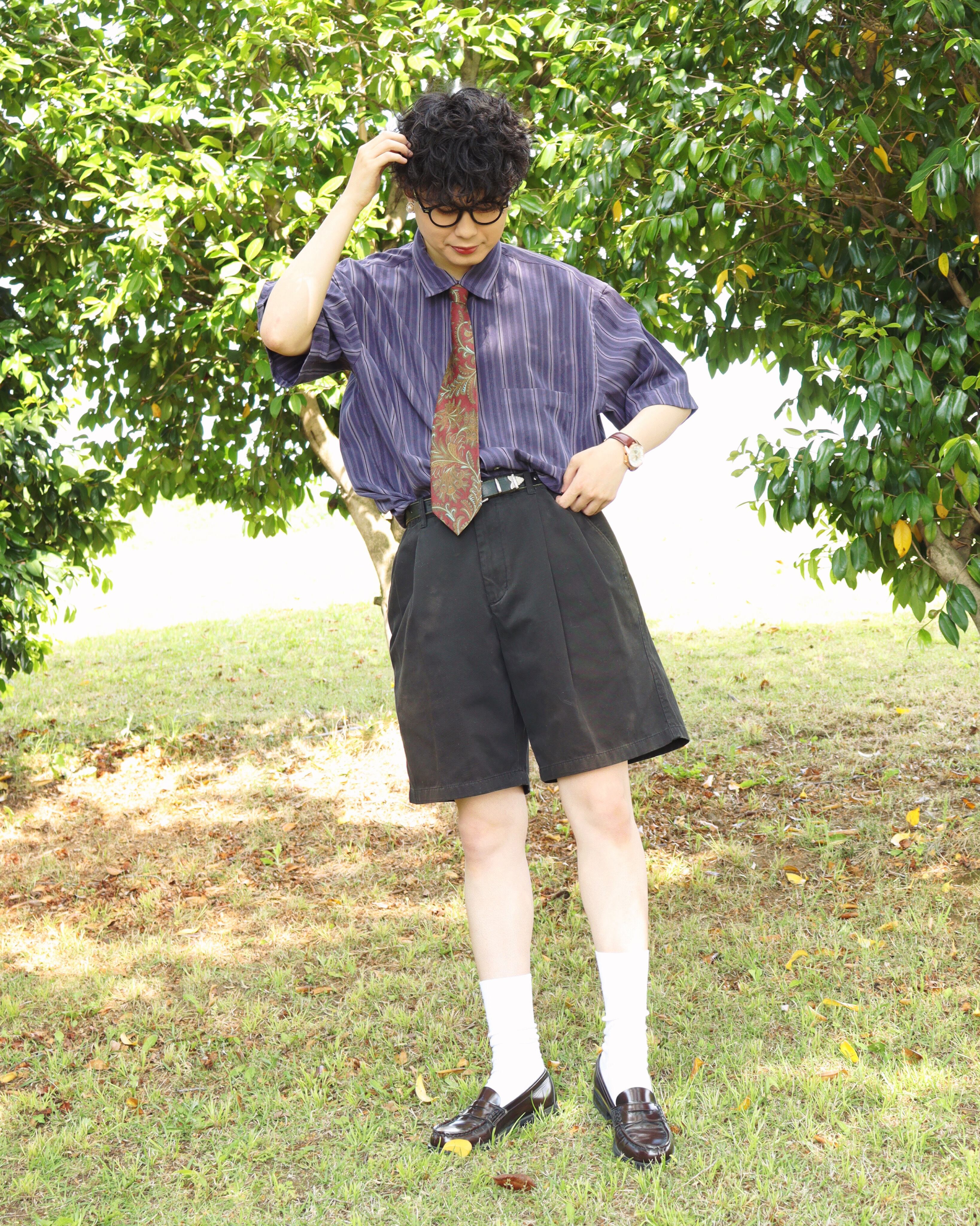 old vintage black short slacks【YouTube着用】