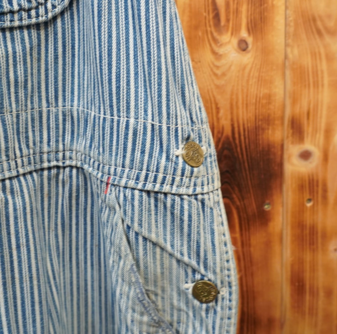 60s BIGMAC ヒッコリー デニム ストライプ オーバーオール W実寸102cm