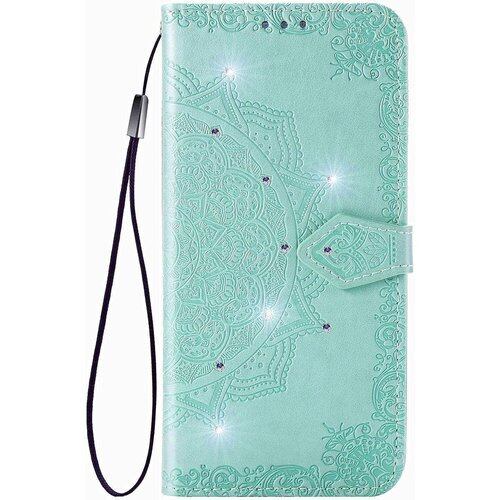 に適用するBasio active au SHG09 に適用するシンプルスマホ6 simple sumaho6 A201SH ケース 手帳型 ノートブック型携帯保護カバー多機能携帯ホルスター財布携帯ホルダーバンプパターンテクスチャ耐久性摩擦耐性携帯ケース男性と女性に適した多色オプション zマンダラグリーン 2261