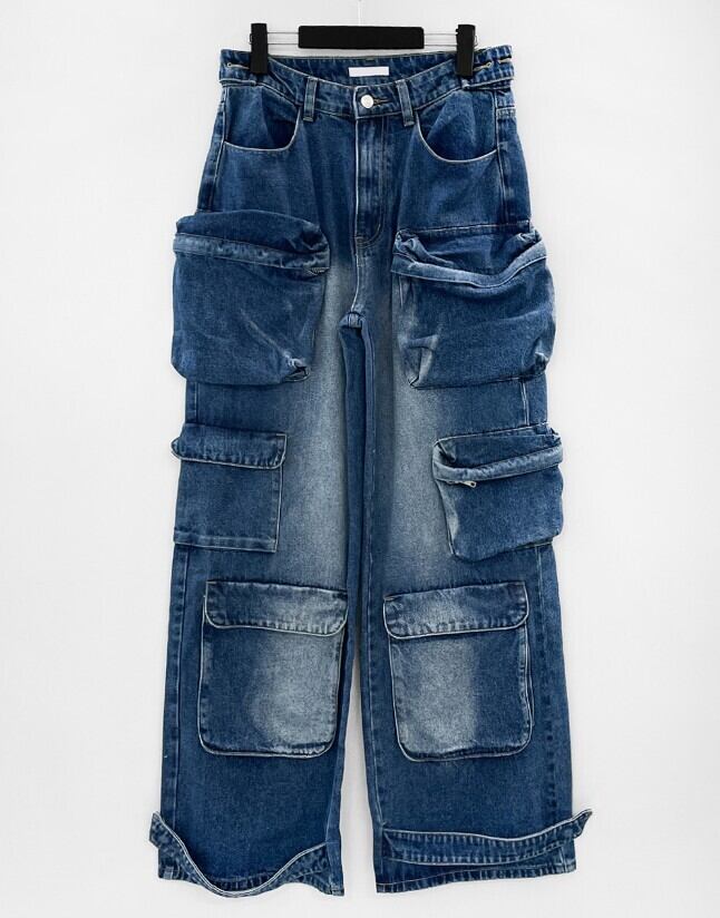KIRSH☆aespaカリナ着用Vintage Cargo Wide Fit Denim Pants ついに再入荷!!☆aespa カリナ 着用!!【MNEM】Lowdon Cargo