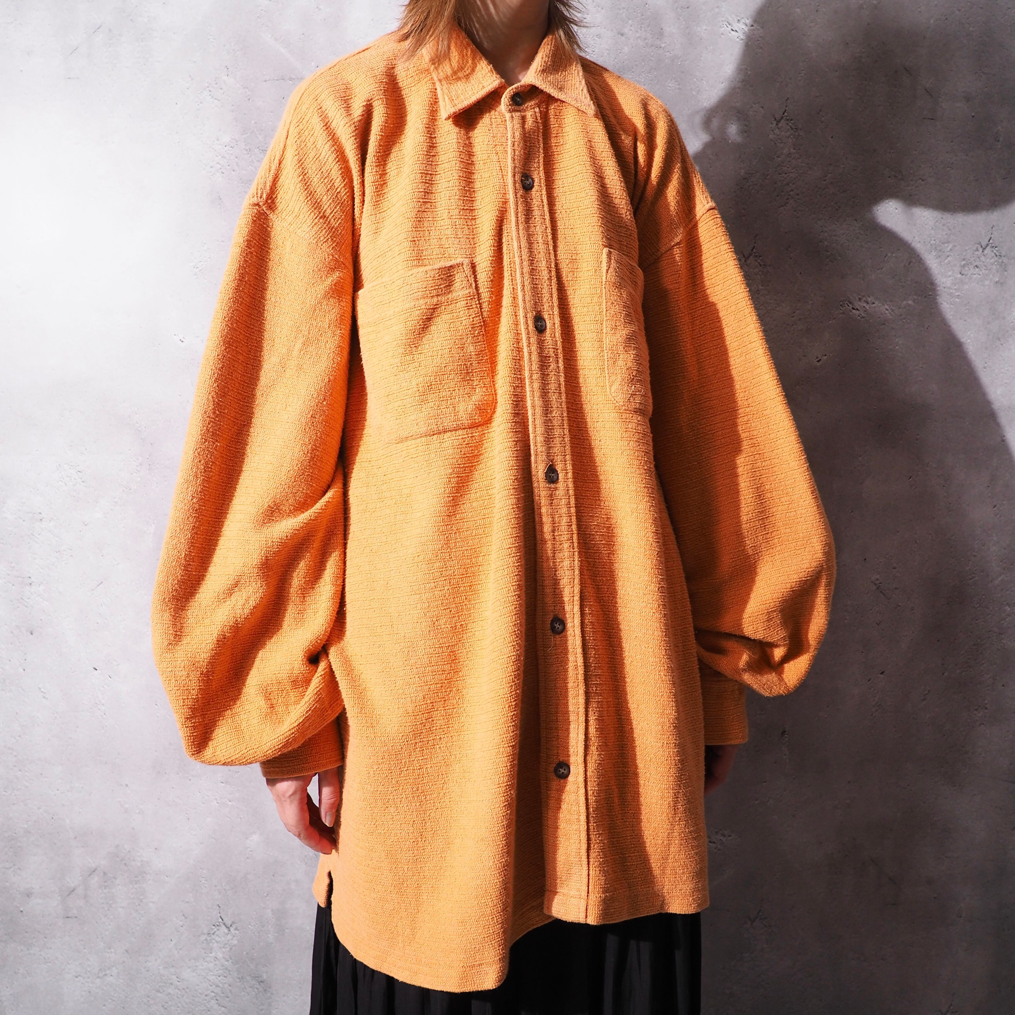Carrot orange color soft pile fabric cotton loose shirt