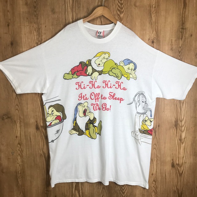 USA製 90s VINTAGE 7人の小人 Tシャツワンピース マルチプリント 半袖 