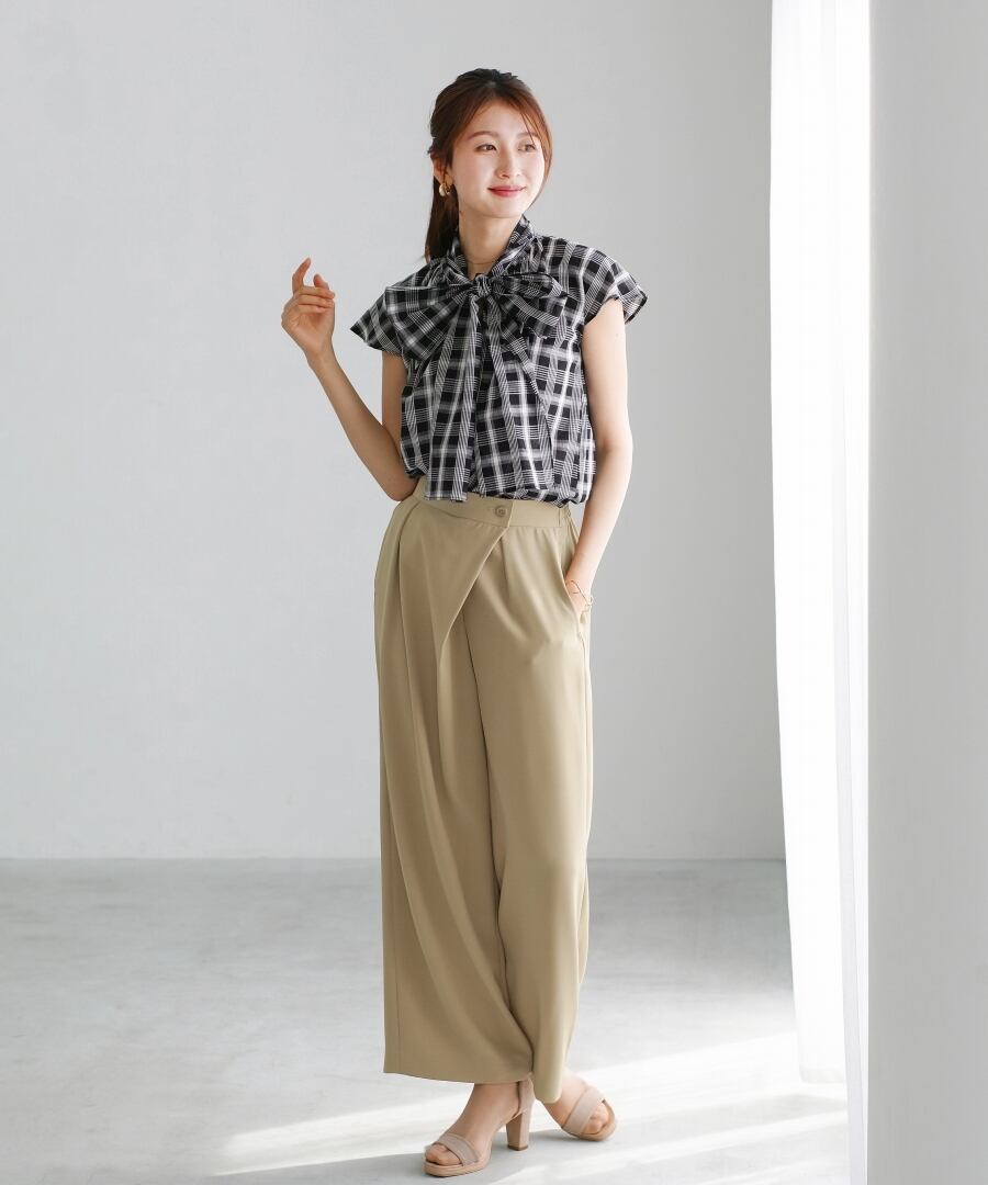 ラクして整うカセット服 】 さらさらオックス・アシメワイドパンツ