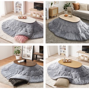 【完成品】楕円形折れ脚こたつ＋うす掛け布団 2点セット こたつ4種x掛け布団5種 コンパクトサイズ カルミナメレンゲ 幅90cm