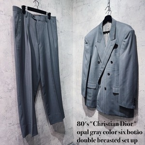 80's"Christian Dior"opal gray color six botão double breasted set up