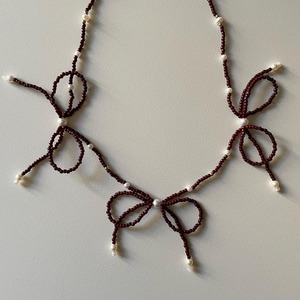 Ribbon necklace_brown