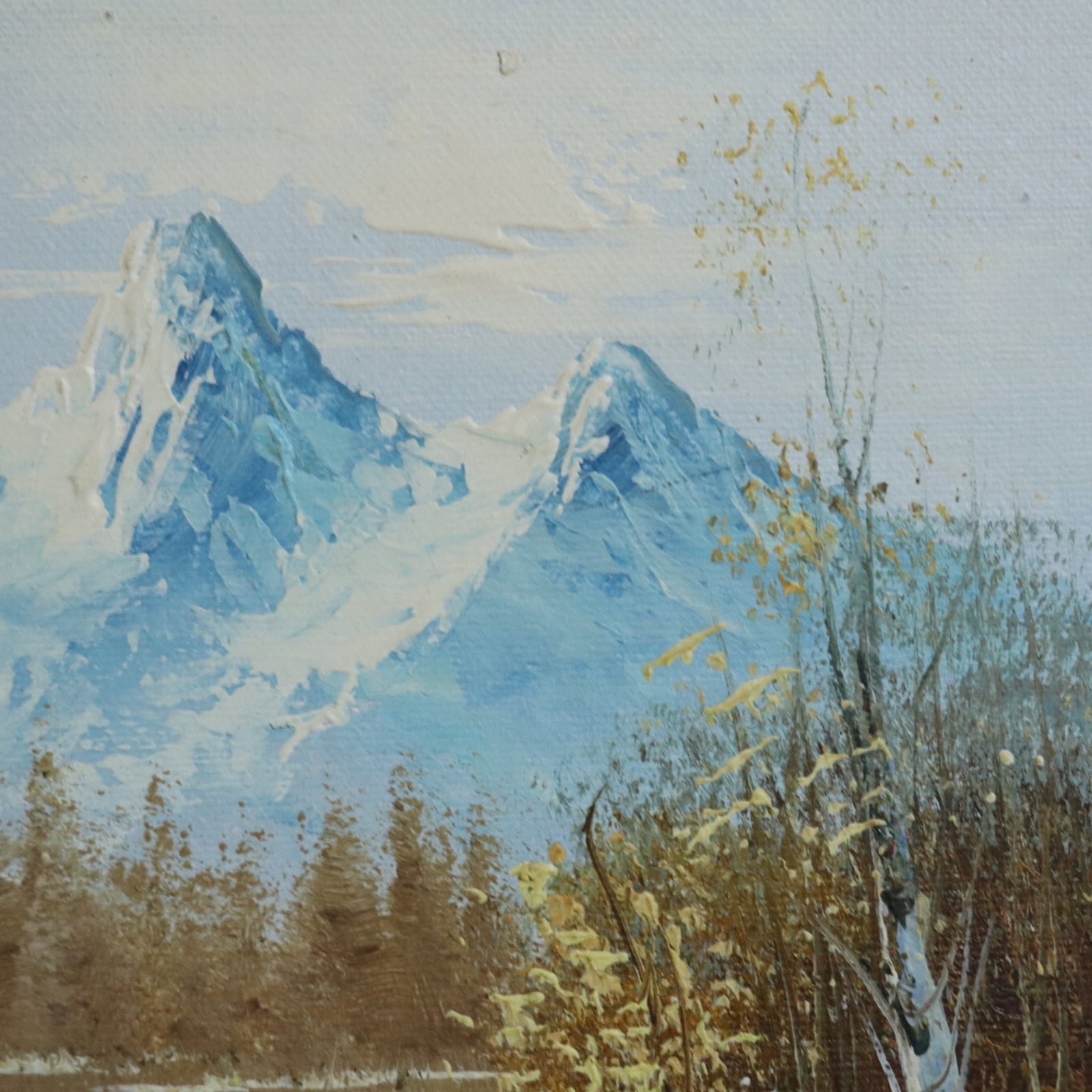 冬の湖畔 肉筆 風景画 油彩画 油絵 絵画 額縁入り 36cm×31cm