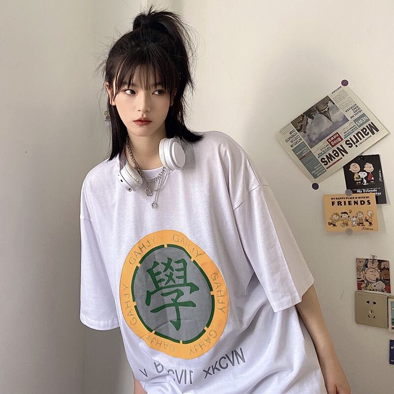 スタイルサマールーズプリントTシャツ ラウンドネック コットン 夏物 Oネック ケッペル69517001424