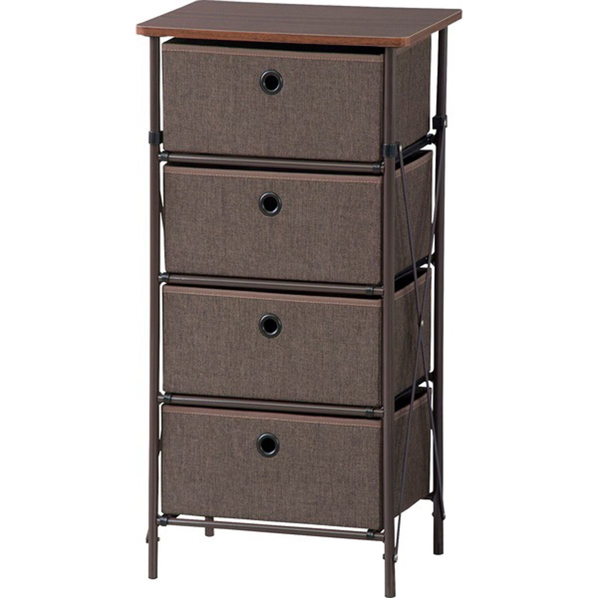 チェスト 4段 LFS-702BR LFS-702GY 組立 簡単 折りたたみ シンプル おしゃれ 片付け ナチュラル 北欧 たんす タンス 箪笥 収納 衣装ケース ブラウン 茶 グレー 灰