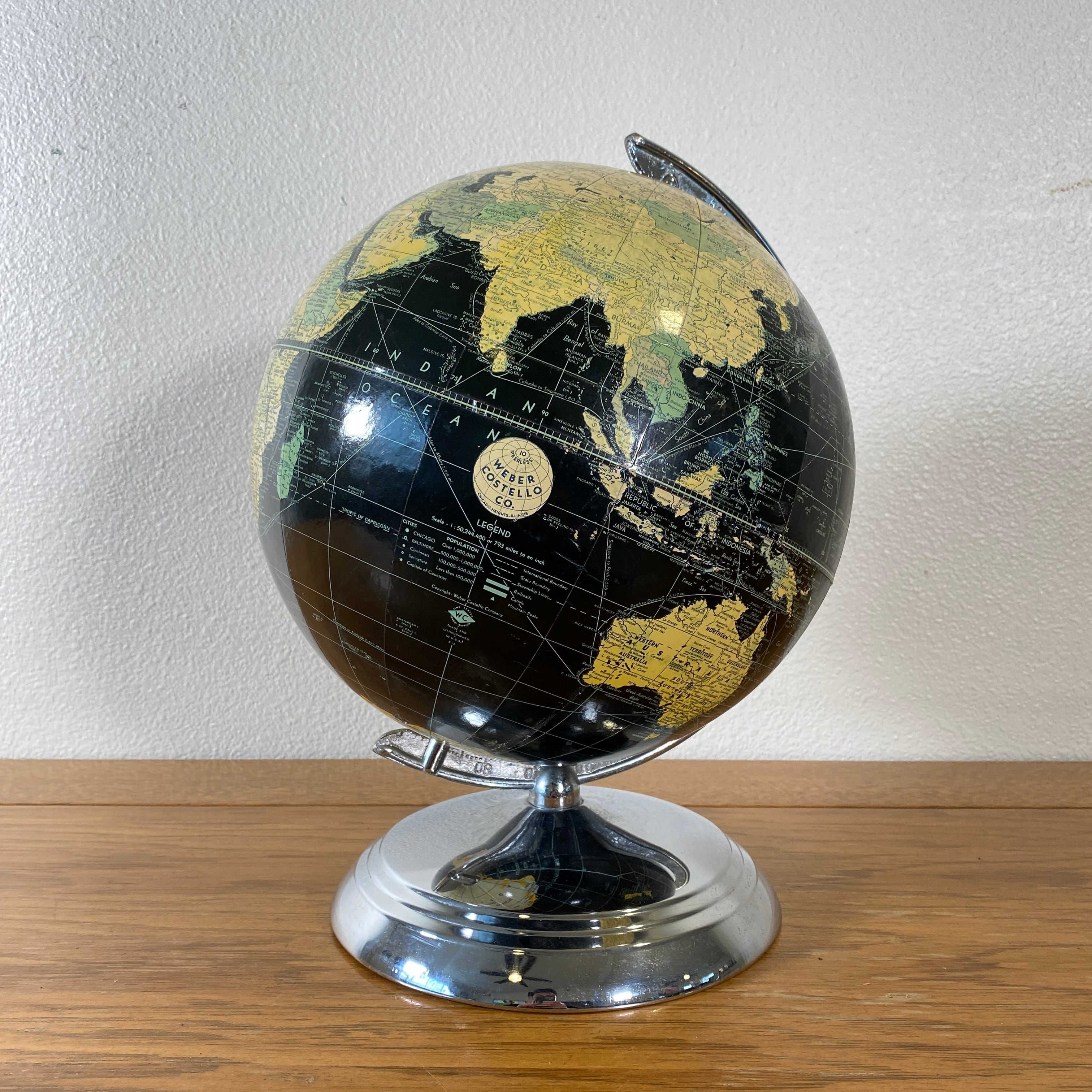 899 【1940年-50年代】アメリカ ビンテージ ブラックオーシャン 地球儀