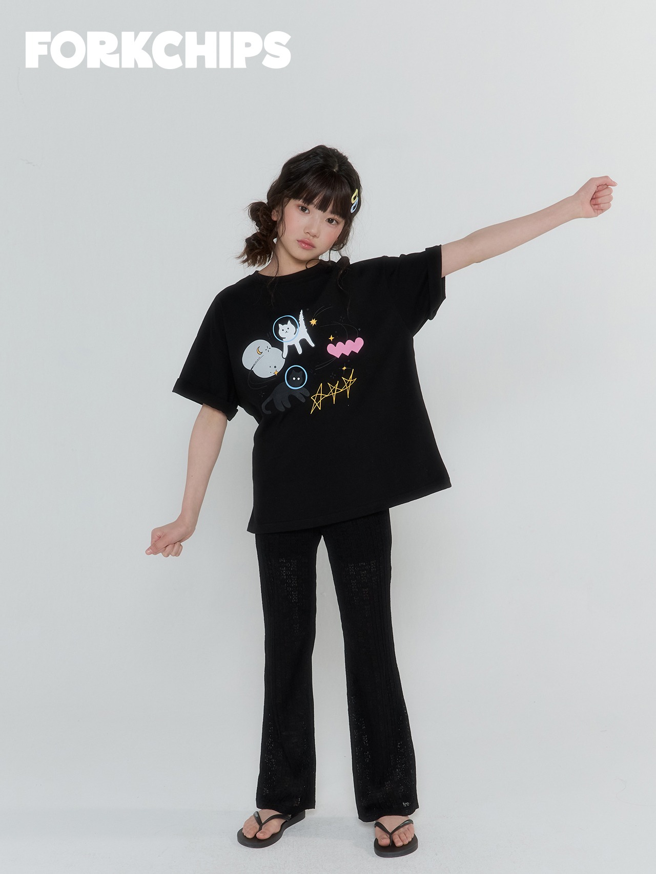 [FORKCHIPS] 달나라캣츠티셔츠 (JS/JM/JL/JXL) / [포크칩스] 달나라캣츠티셔츠 (JS/JM/JL/JXL)