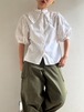 1970s Vintage Puff Sleeves Cotton Blouse