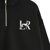 「LR」 Italian Greyhound logo 刺繍 ハーフジップスウェット A0272