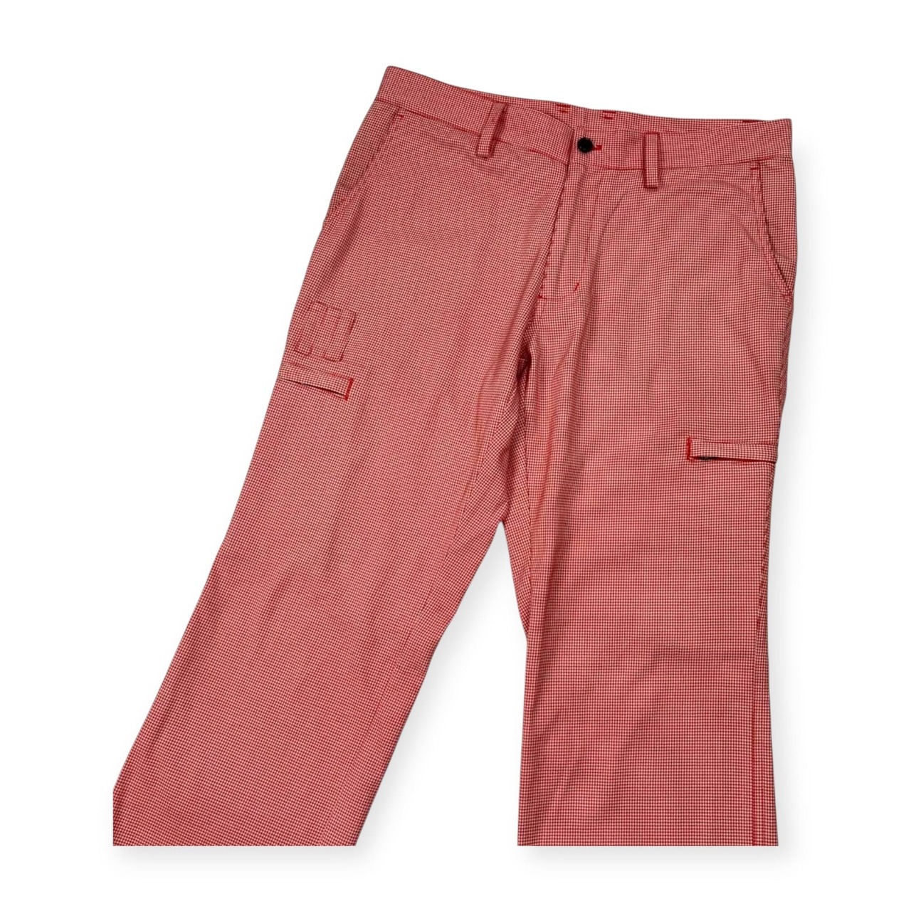 le coq sportif GOLF ルコックスポルティフ ゴルフ 千鳥格子 スラックスパンツ ボトムス 79 /メンズ/レッド系/バックベルト