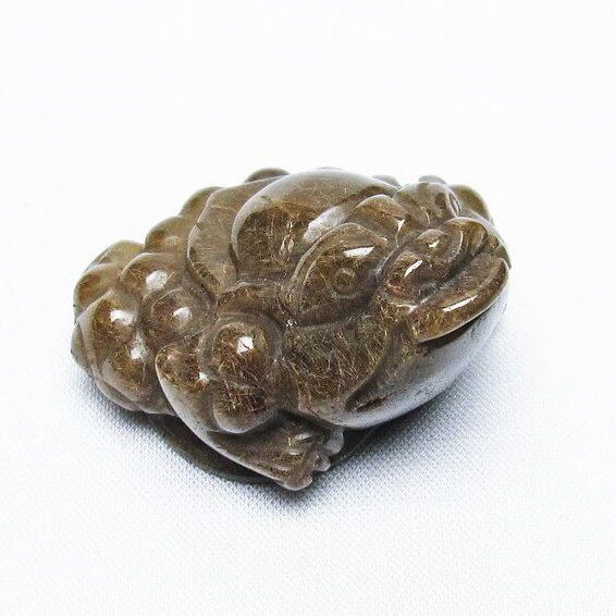 金針ルチル 金蟾 置物 手彫り 彫刻品 キンセン ルチルクォーツ 原石 一点物 おまかせ便 144-93