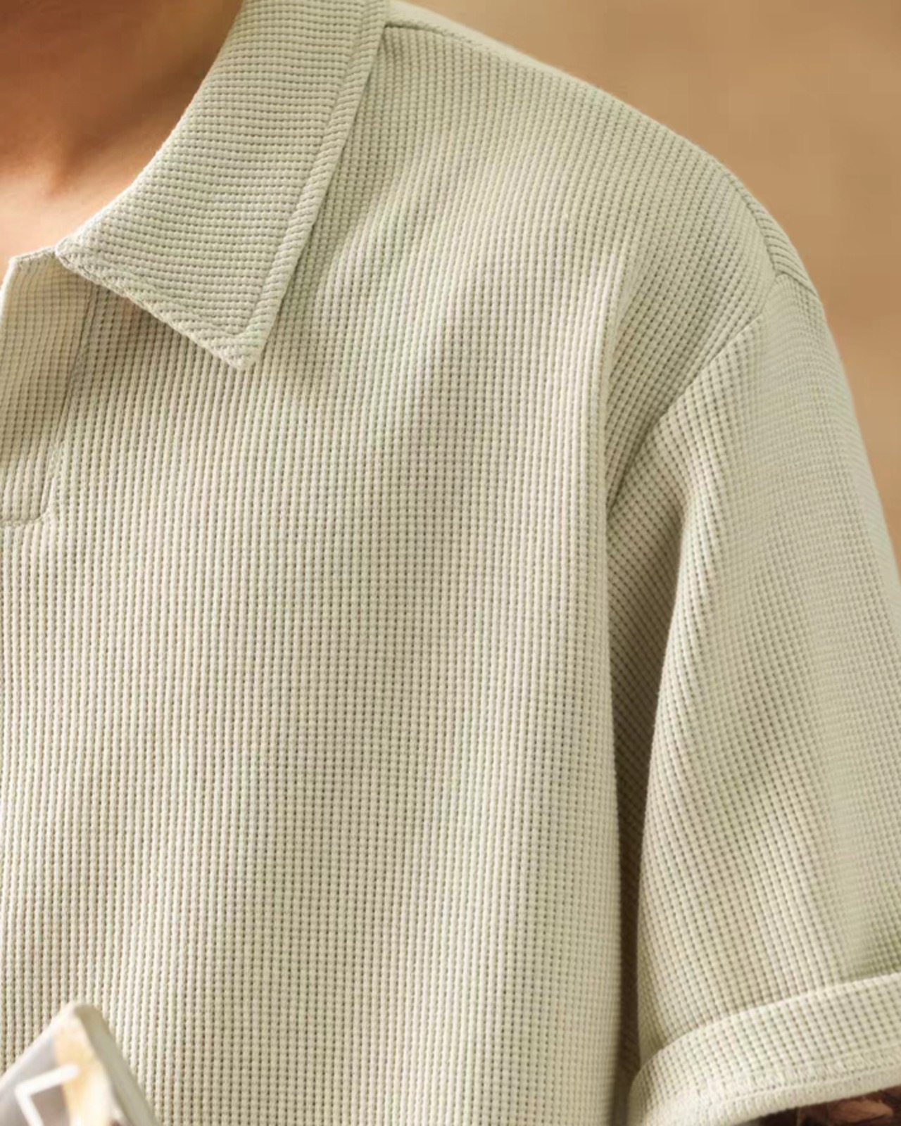 Casual Grainy V-Neck Polo Tee  K0369