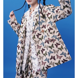 小蝶柄のretroなジャガードジャケット (kai1080)