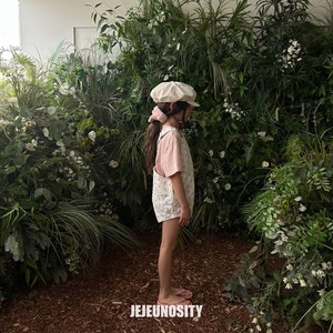 【jejeunosity】コットンベリーショートオーバーオール サロペット ピンクフラワー 90〜120cm 240520