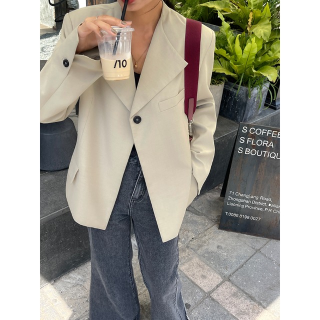 stand out collar one button jacket　S0601