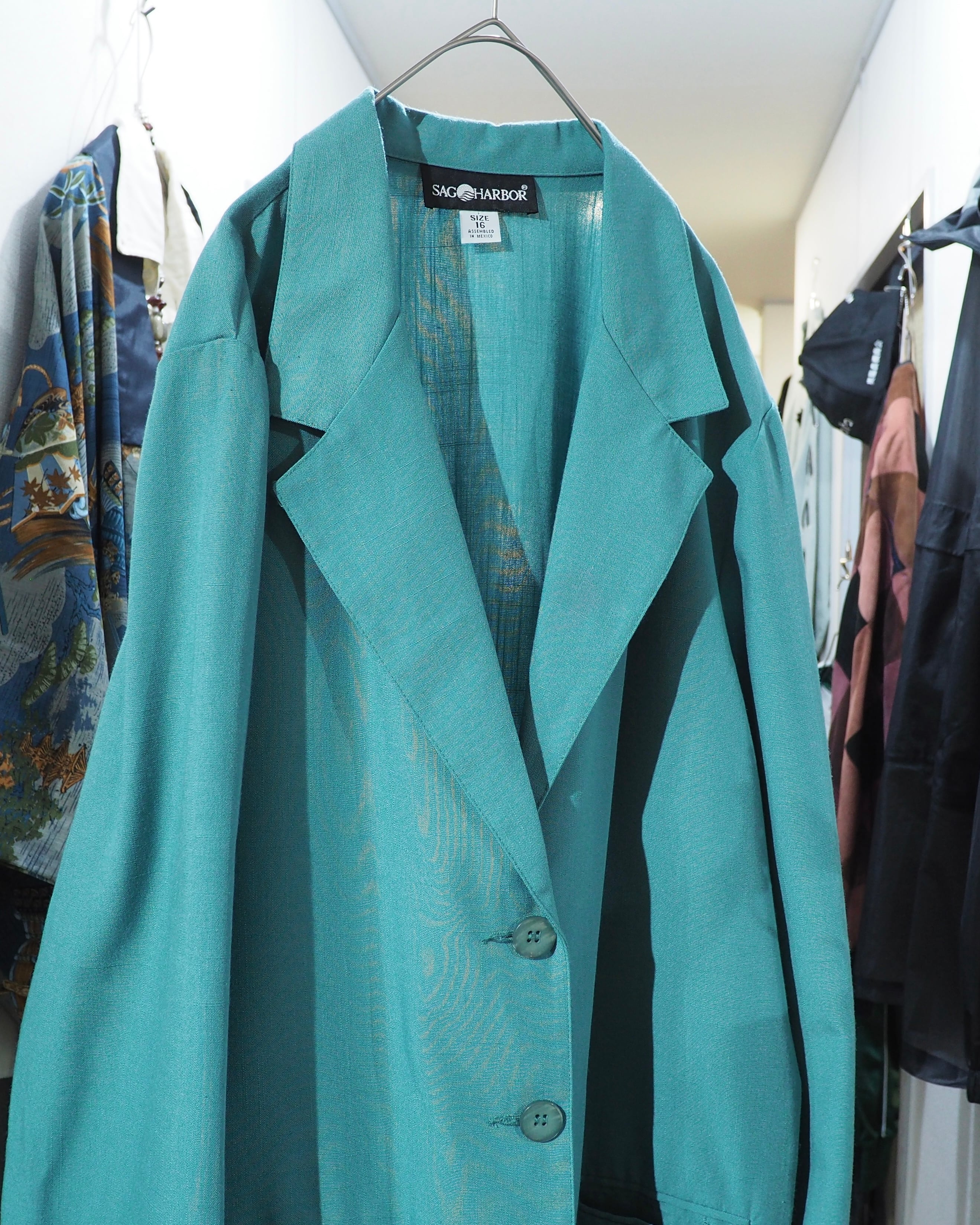 1990s " SAGHARBOR " Beautiful Turquoise Green Color vintage loose Easy jacket