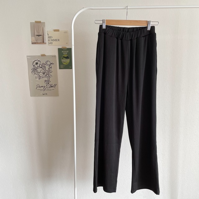 【pants】リブルーズパンツ -black-