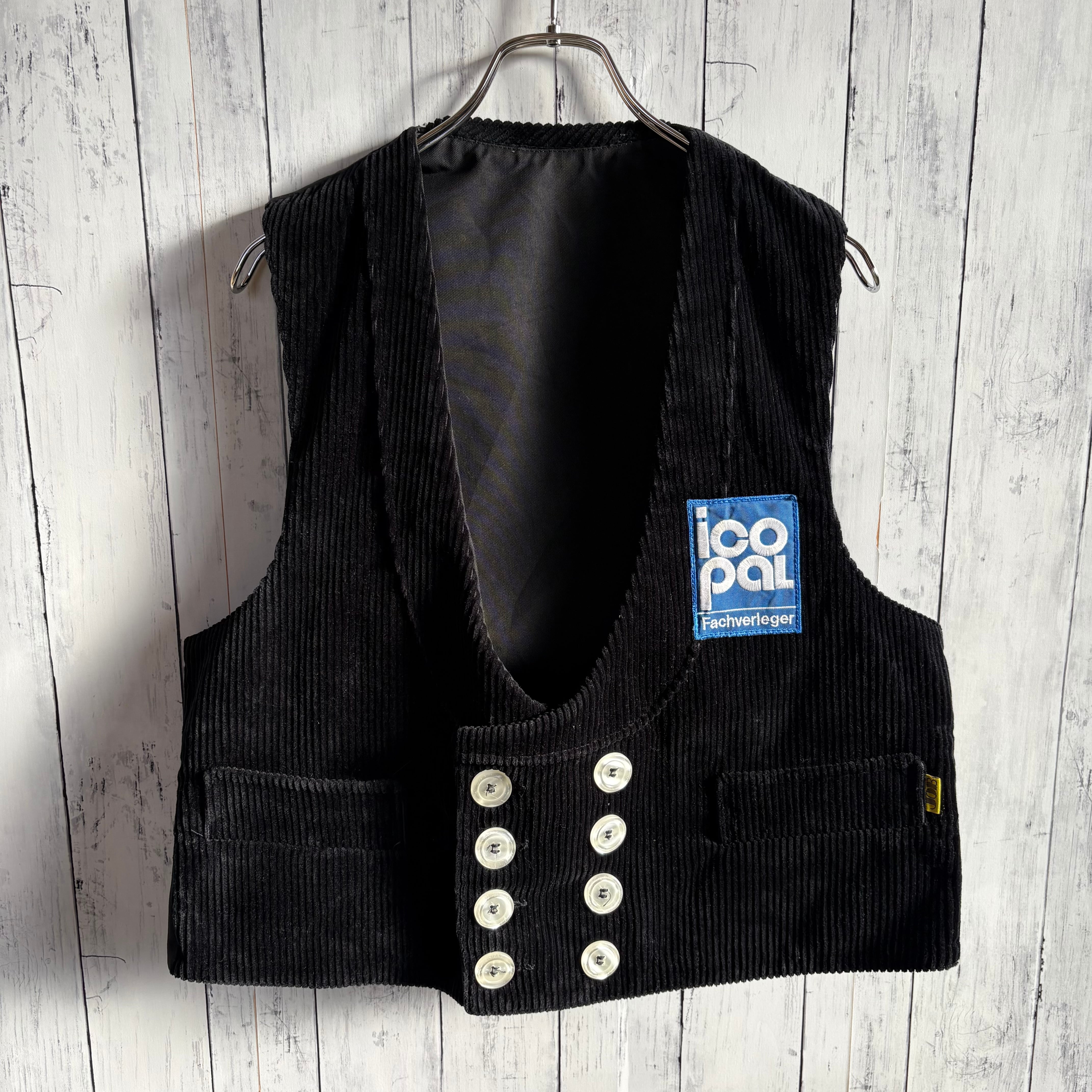 ドイツ製 ロガーベスト コーデュロイベスト ワークベスト 黒 ダブル