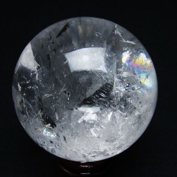 水晶 丸玉 虹入り 54mm スフィア 置物 水晶玉 一点物 151-8780