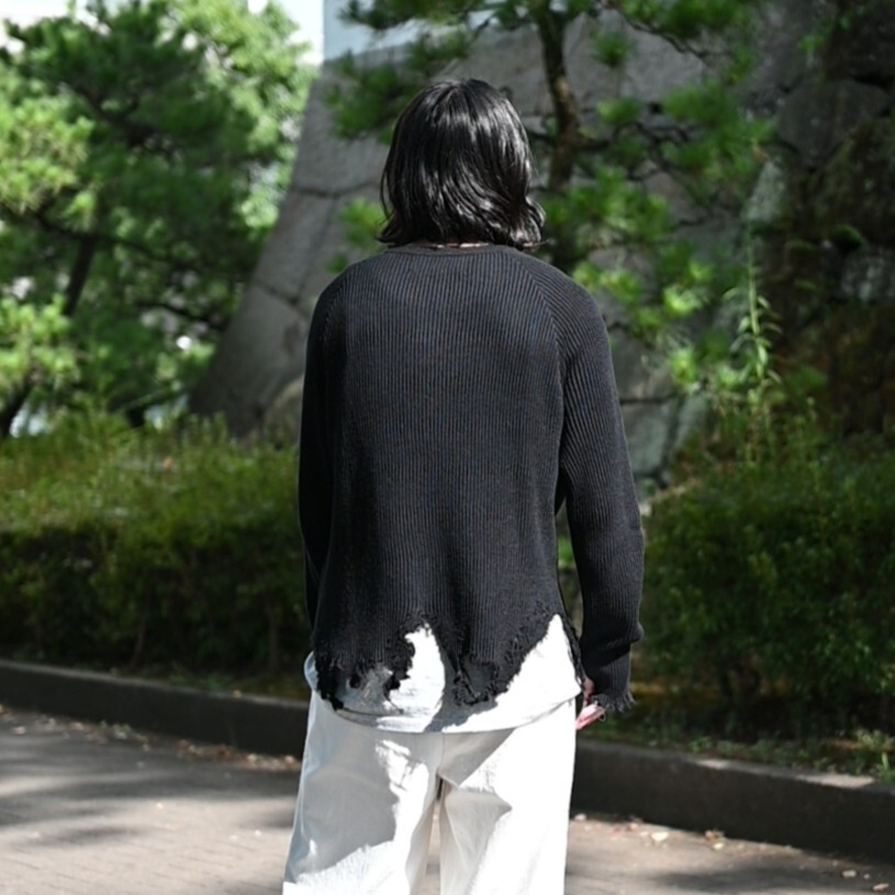 Leh(レー)GANKO別注×damage waffle L/S sweater コーディネート