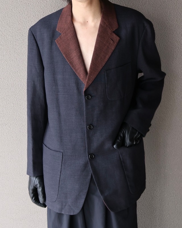 【ISSEY MIYAKE】Bicolor 3b single tailored jacket