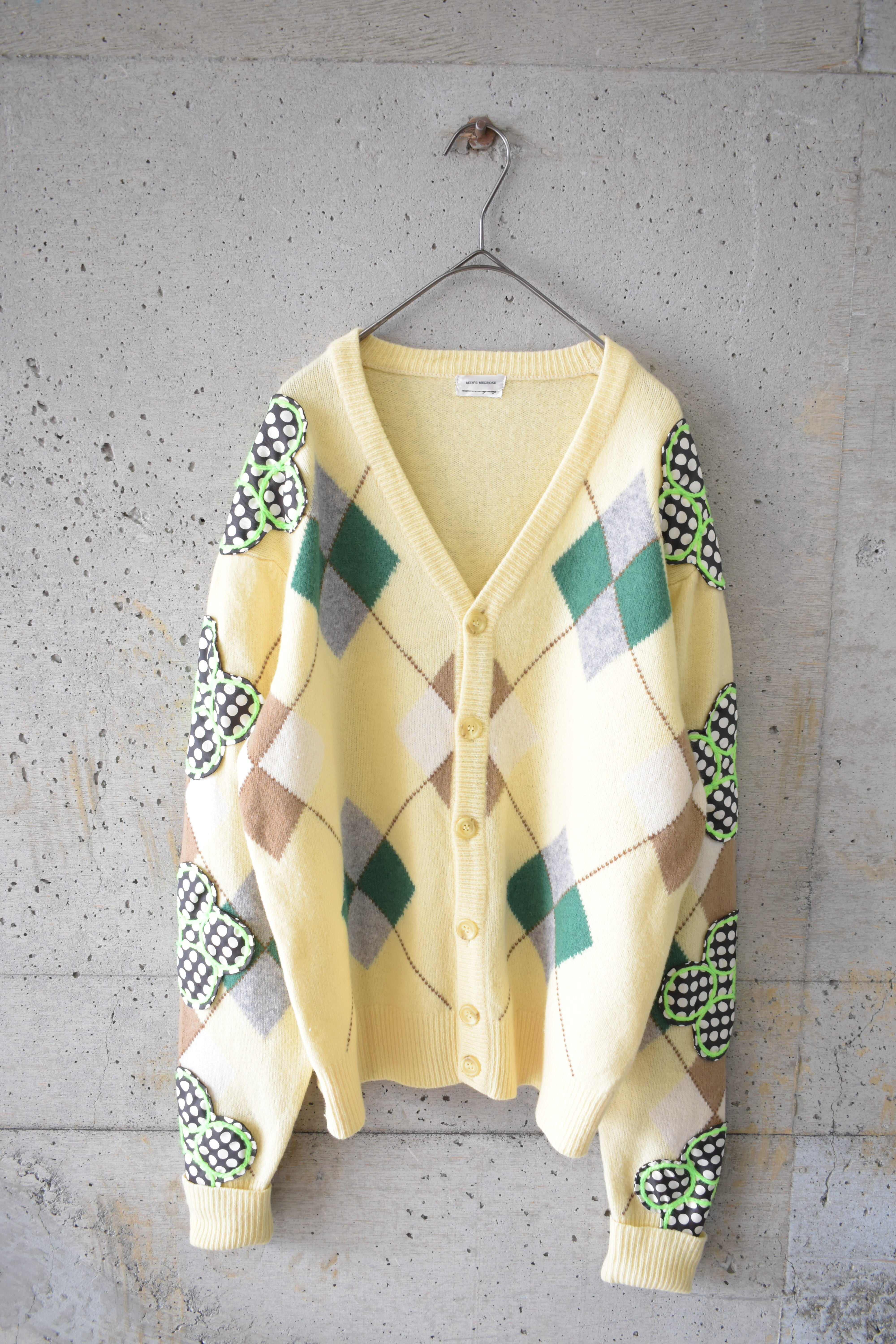 Argyle knit polka dot appliqué