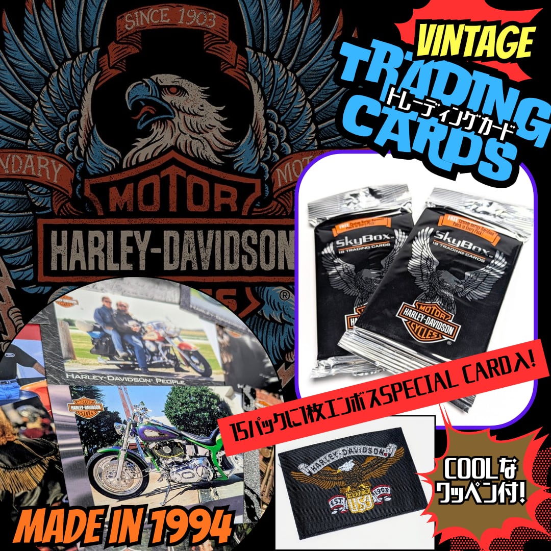 ☆送料無料！☆ VINTAGE 1994【 Harley-Davidson ( ハーレーダビッドソン ) 】トレーディングカード / トレカ 単品 （1個= 18CARDS＋1PATCH入）〚アメリカン雑貨 アメトイ〛