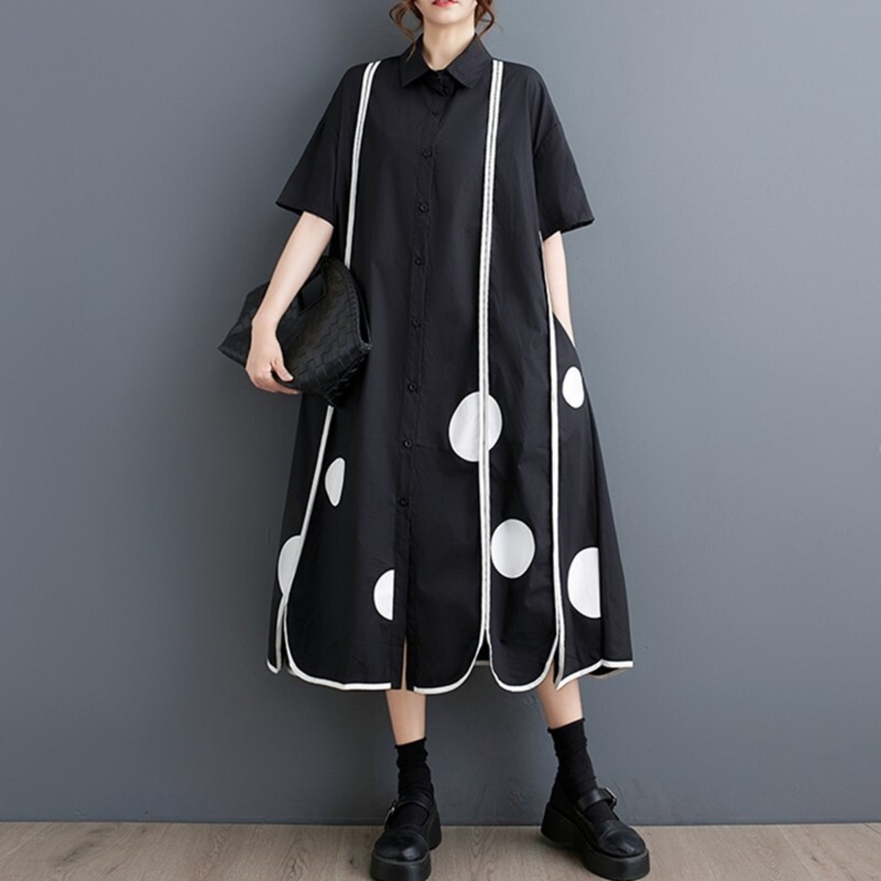 Dot Line Shirt Dress / ドット ライン シャツ ワンピース