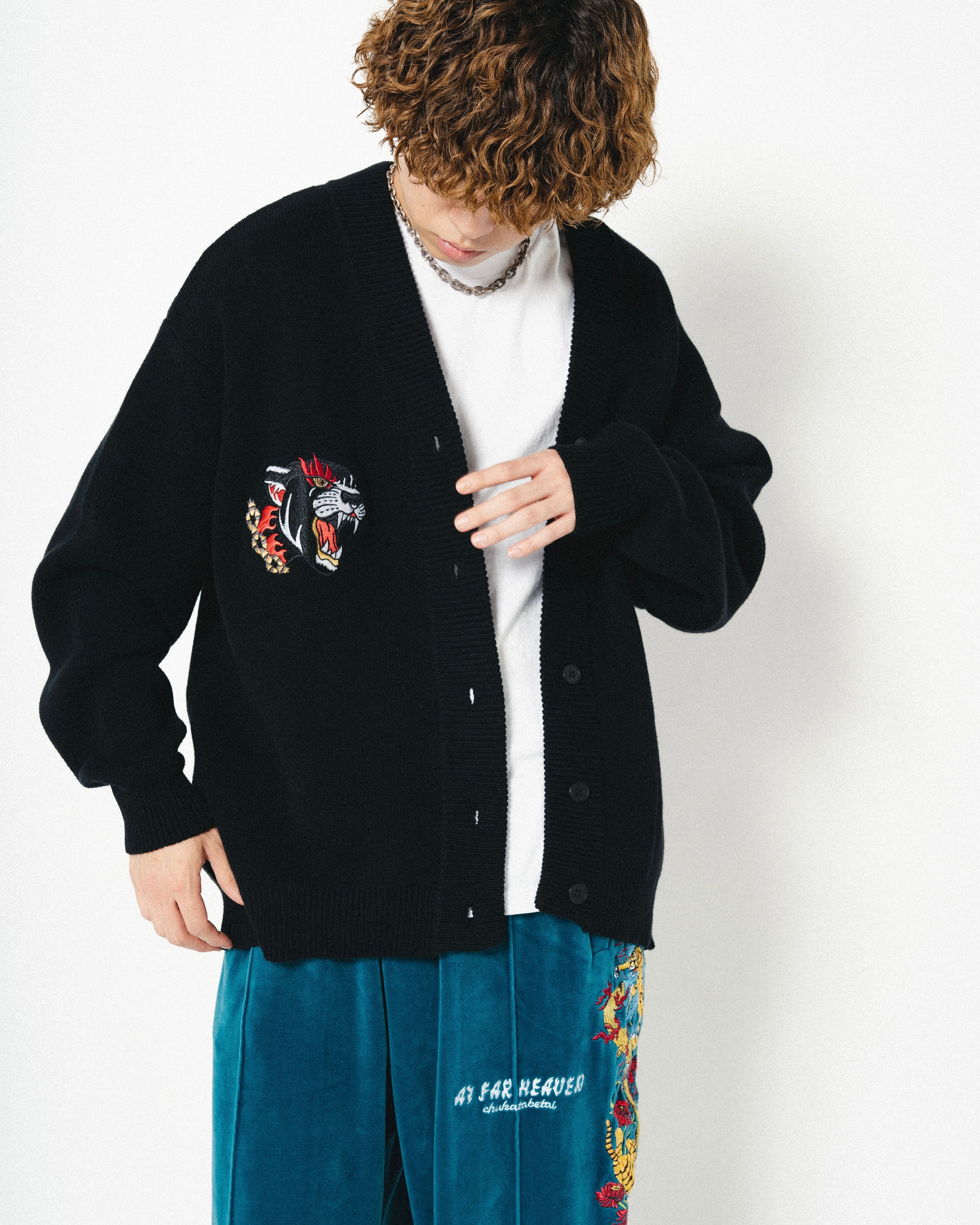 数量限定商品】TIGER KNIT cardigan（black） | チュウカタベタイ