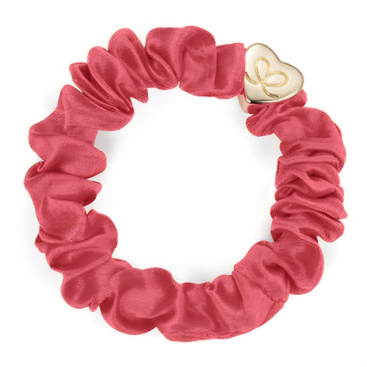Gold Heart Silk Scrunchie Chilli Red_S-1-066